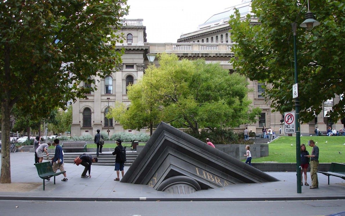 Sinking Building Outside State Library