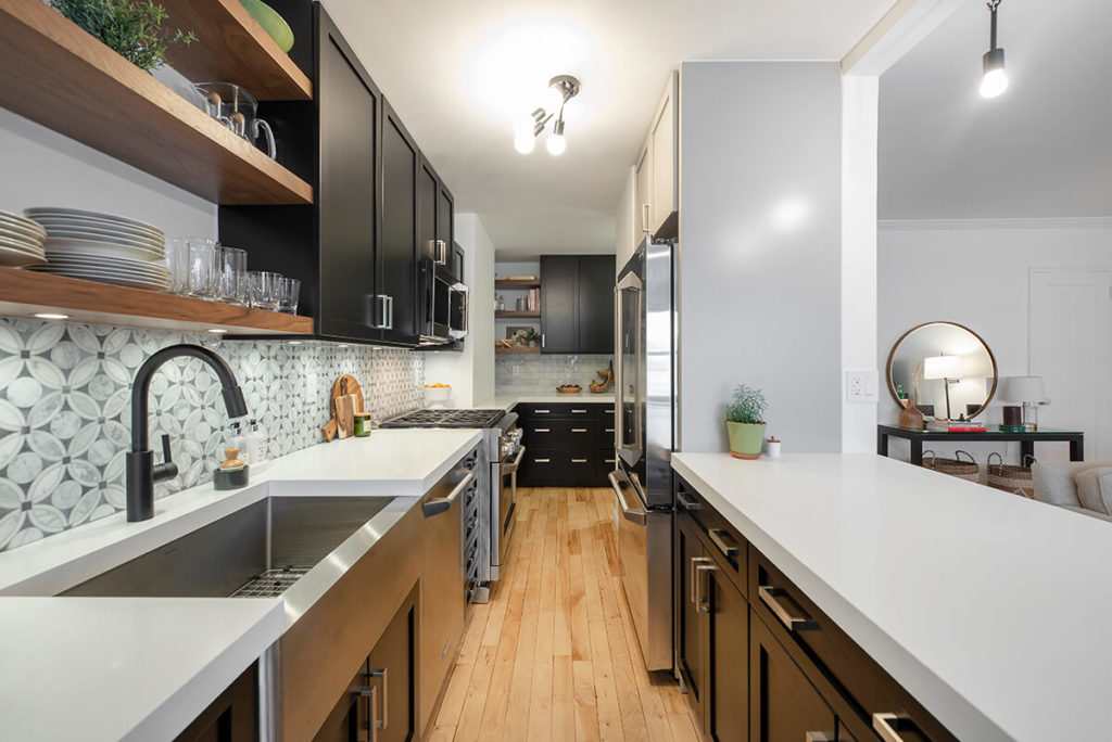 opening one wall of a galley kitchen