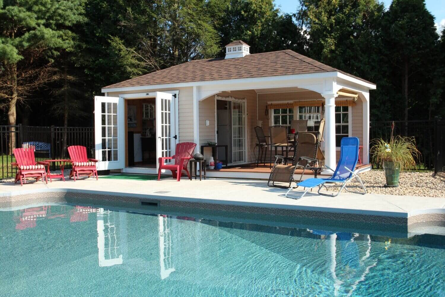 Small outdoor pool bathroom