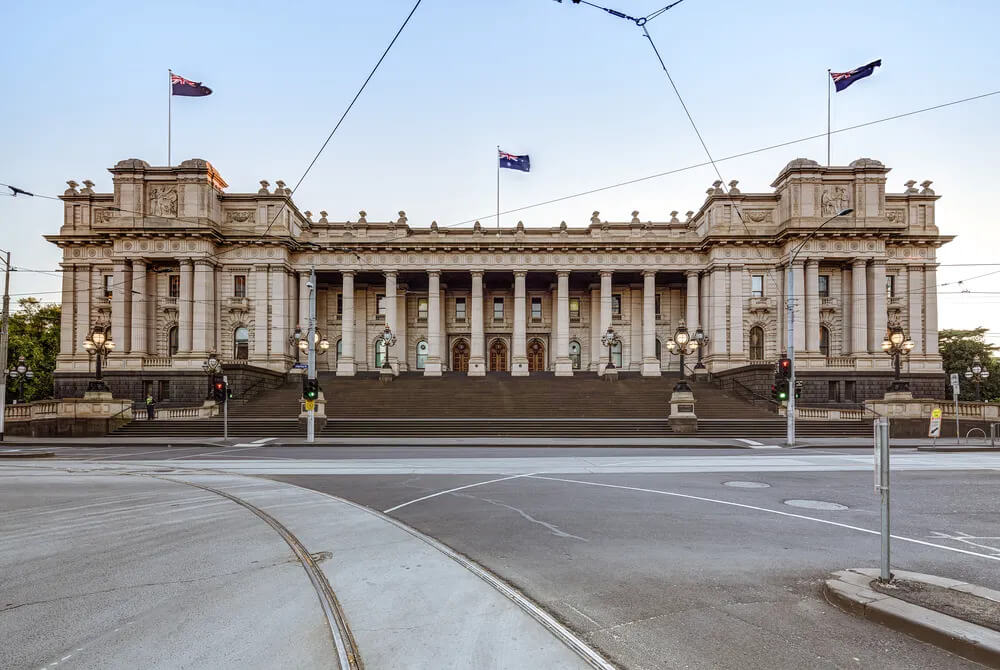Outside Victoria Parliament House, Melbourne