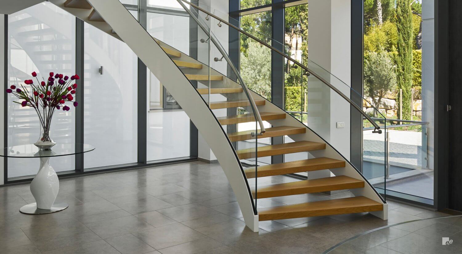 An angular staircase designed and installed by ANY Weld in Barnstaple, Devon