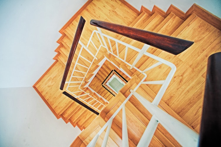 wooden spiral staircase