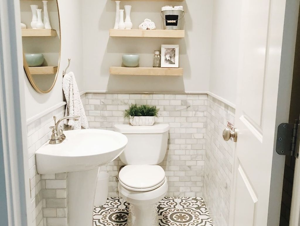 powder room in dining room