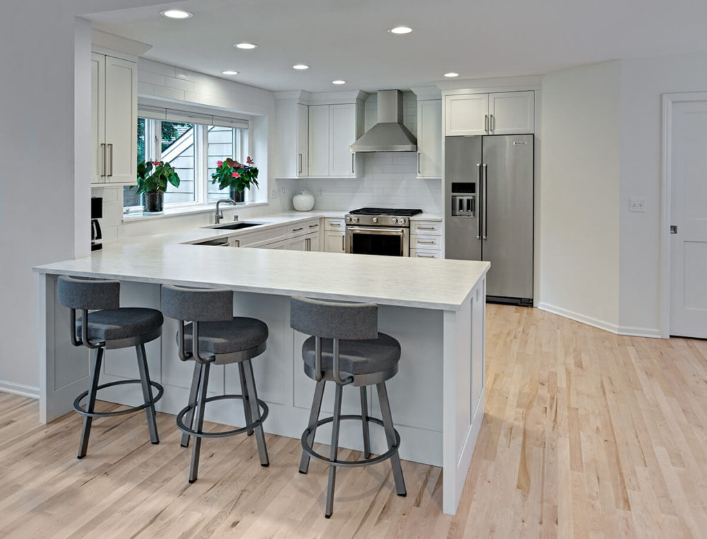 u shaped kitchen with window over sink