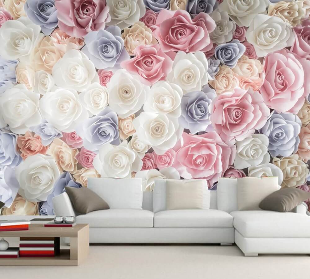 Mesmerizing Floral Wallpaper Design for Living Room