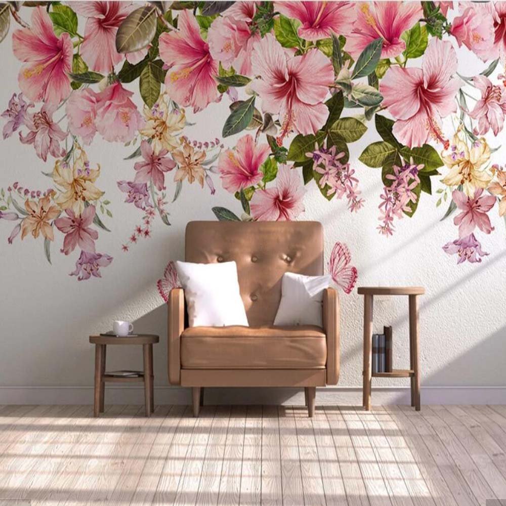 Mesmerizing Floral Wallpaper Design for Living Room