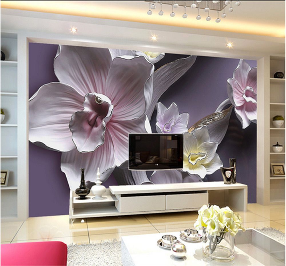 Mesmerizing Floral Wallpaper Design for Living Room