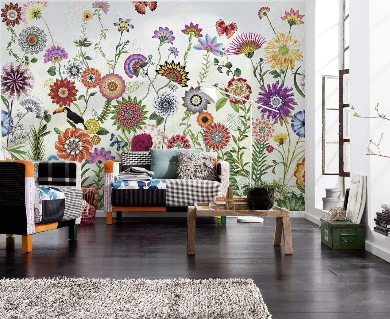Mesmerizing Floral Wallpaper Design for Living Room