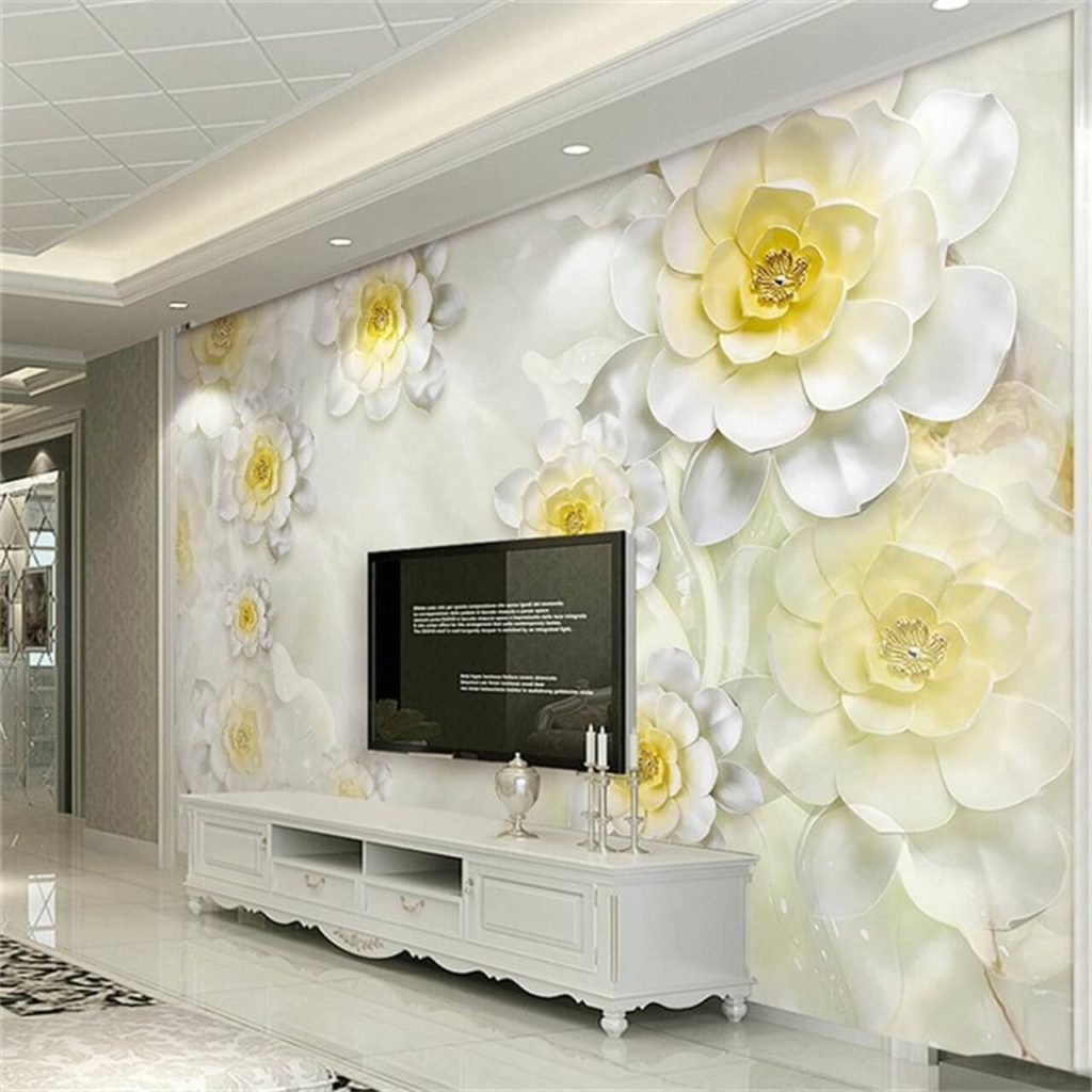 Mesmerizing Floral Wallpaper Design for Living Room