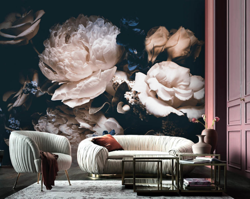 Mesmerizing Floral Wallpaper Design for Living Room