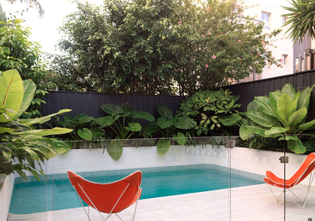 tinny pool in backyard