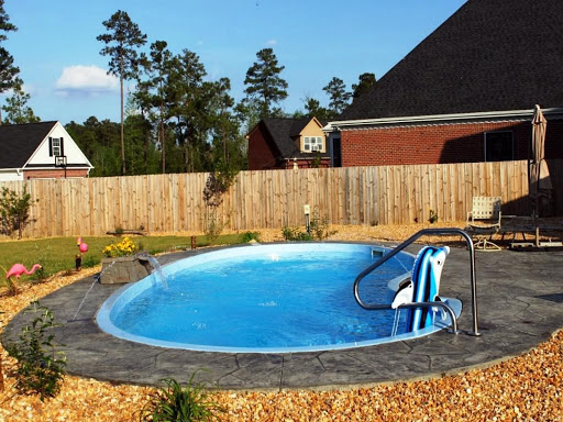 tinny pool in backyard