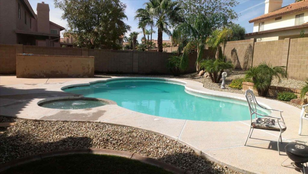 tinny pool in backyard