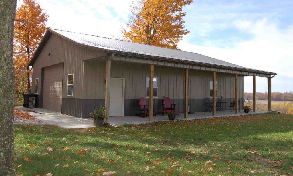 Pole barn with lean to porch