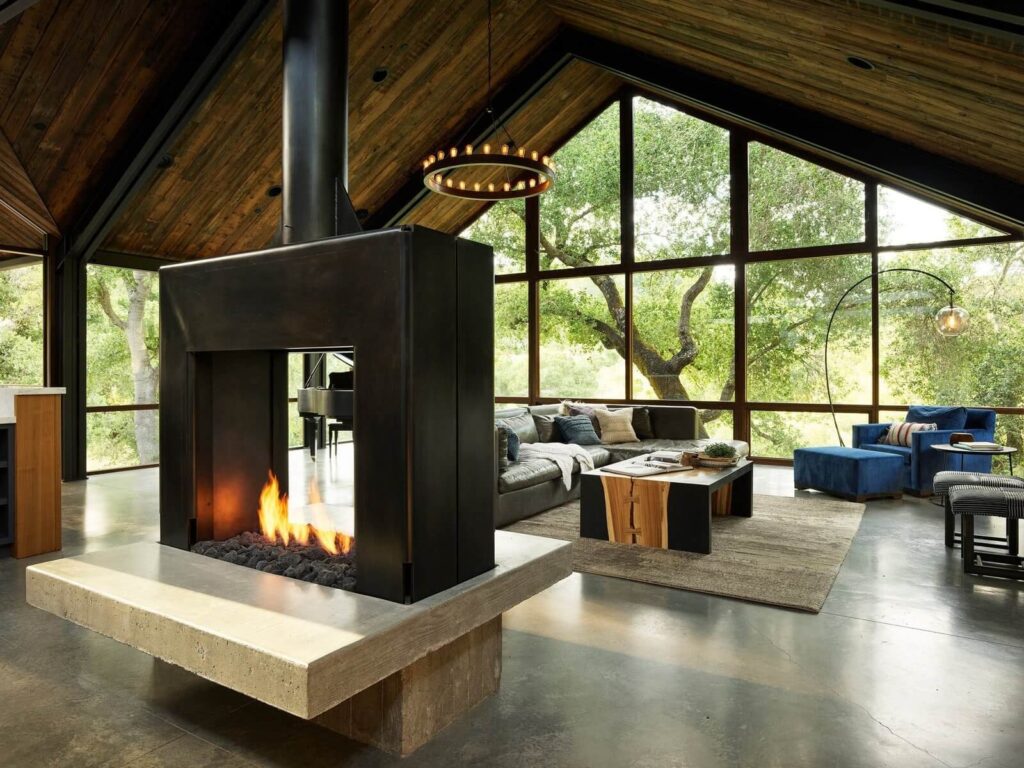 double side fireplace