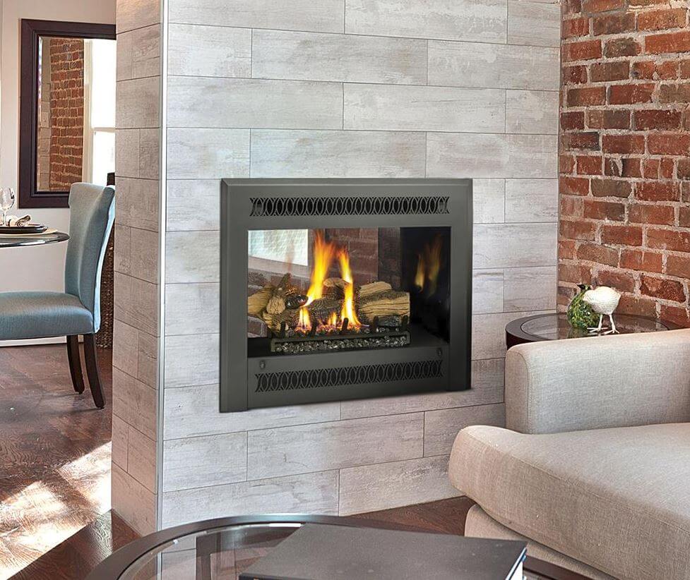 double sided gas log fireplace