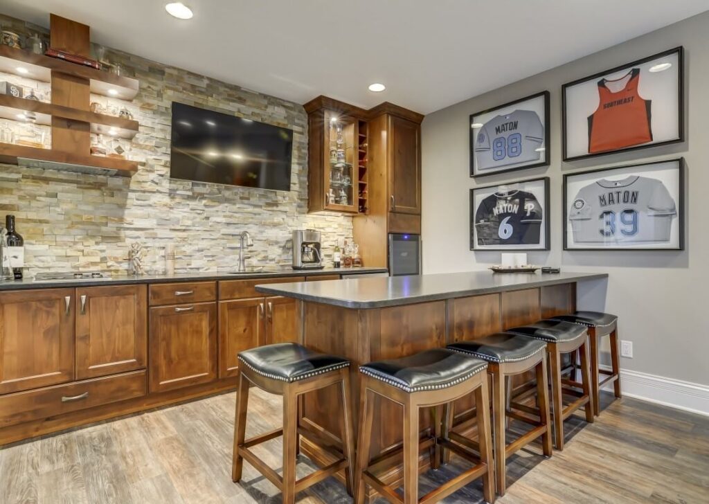 Tips To Build A Bar In Your Basement, Floor Mounted Bar Stool Basement