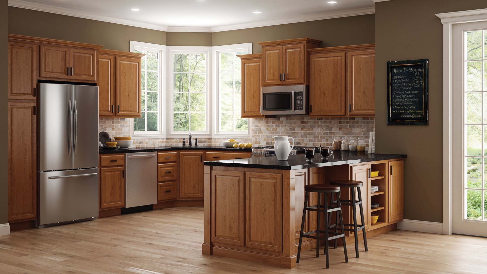 kitchen design with oak cabinet