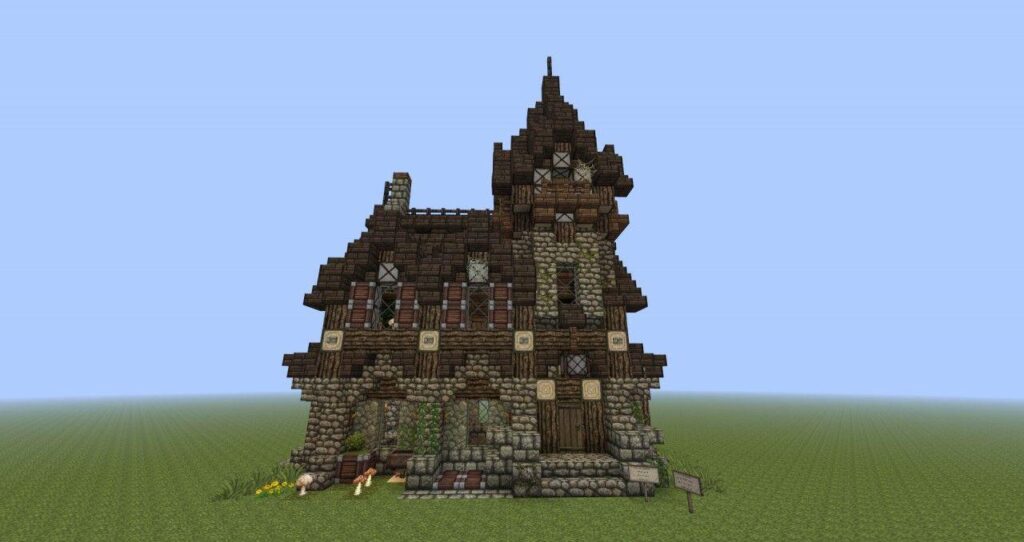 minecraft medieval stone house