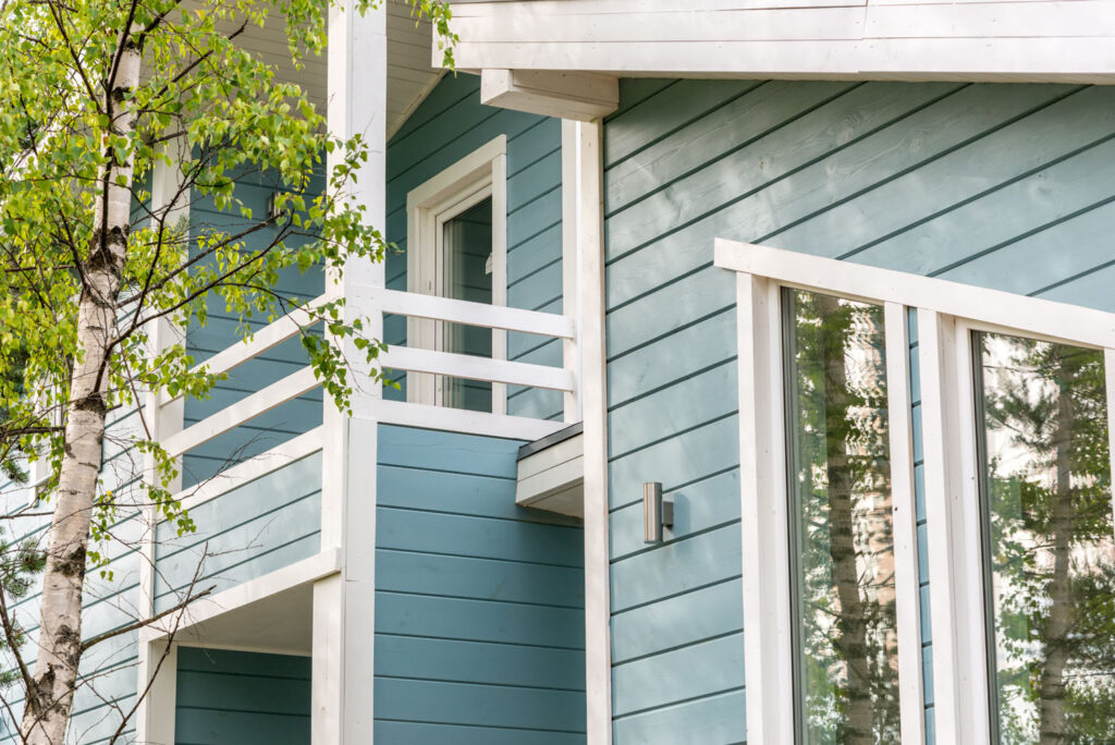 Wooden house with balcony