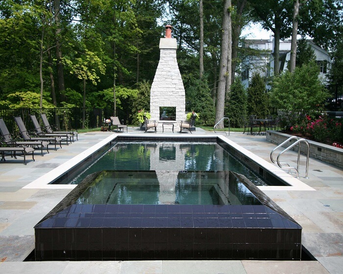 Small Black tiles Reflecting Pool for Backyard