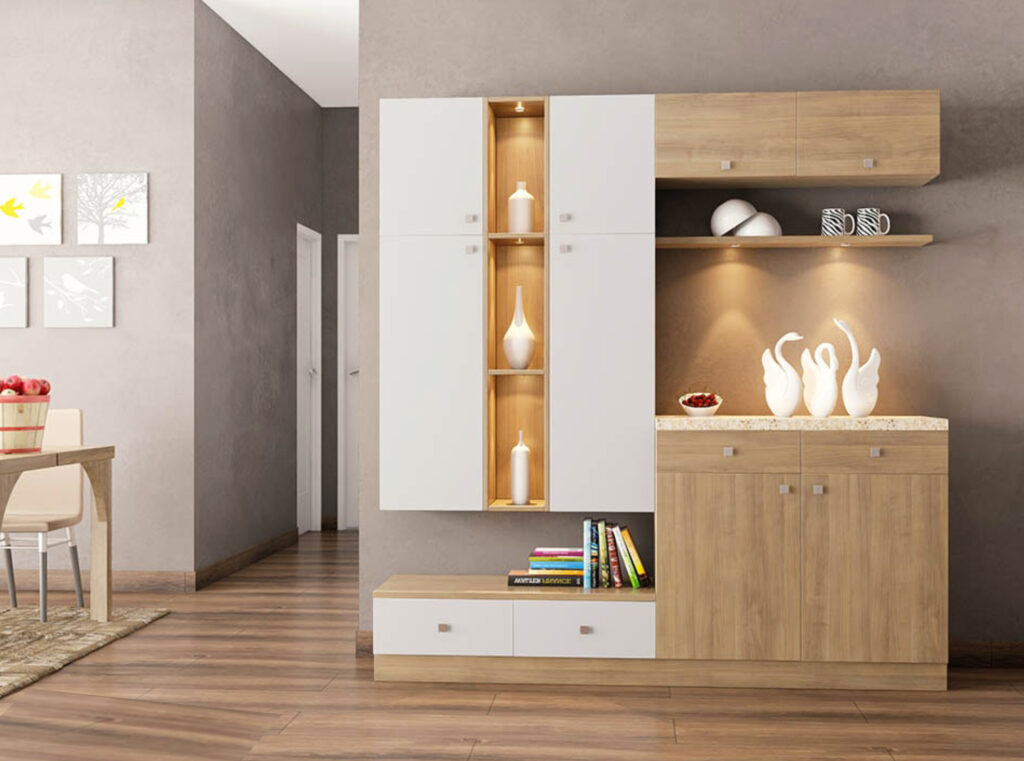 dining room with crockery unit