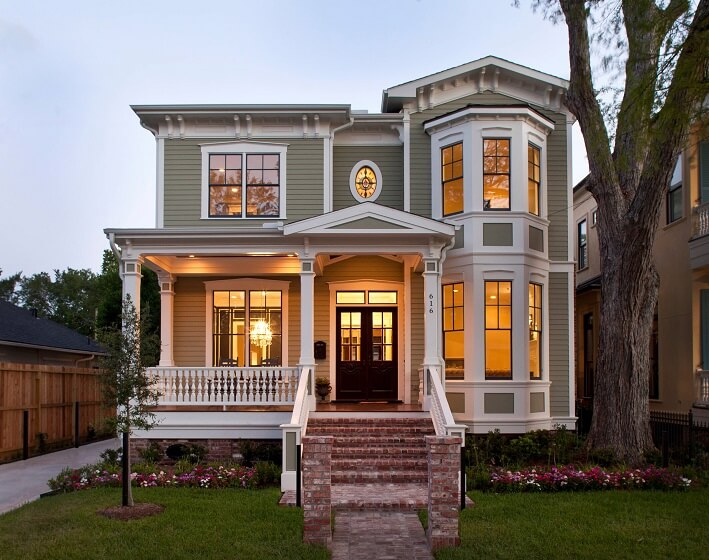 Sage Green Victorian house exterior Designs ideas