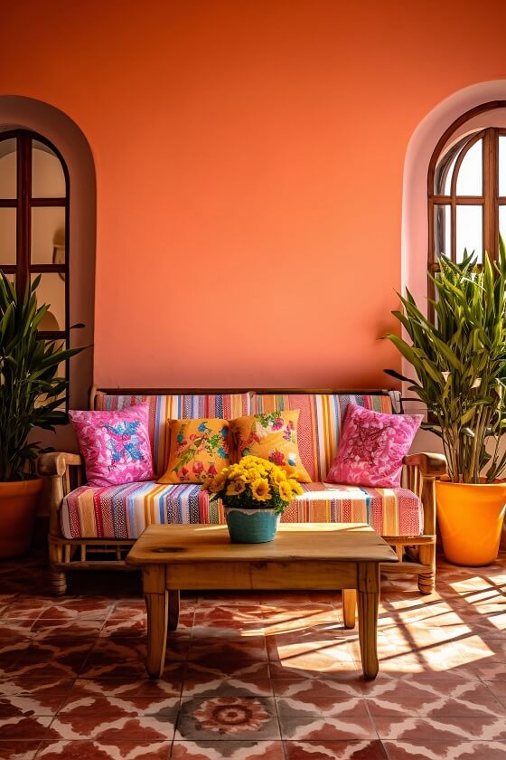 Yellow, Pink and Orange interior Sofa