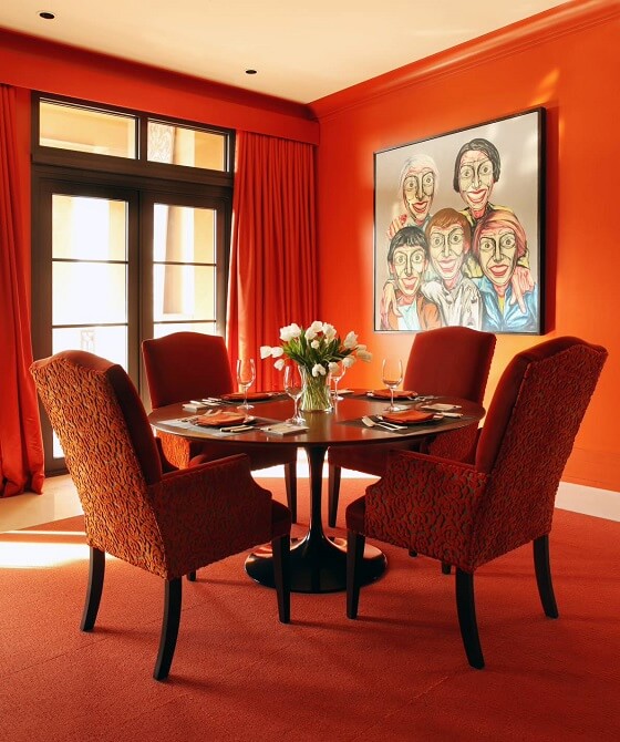 Contemporary Rusty Orange Dining Room