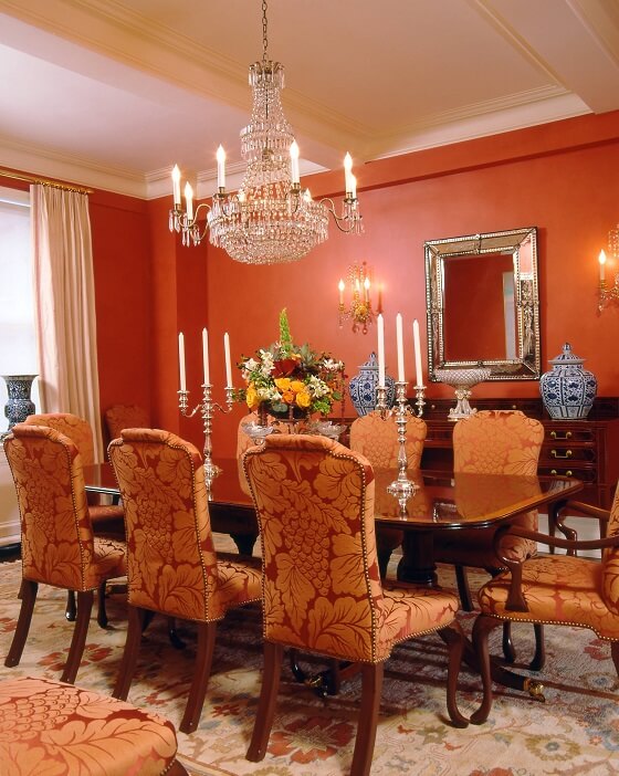 Luxury Rusty Orange dinning table with Room
