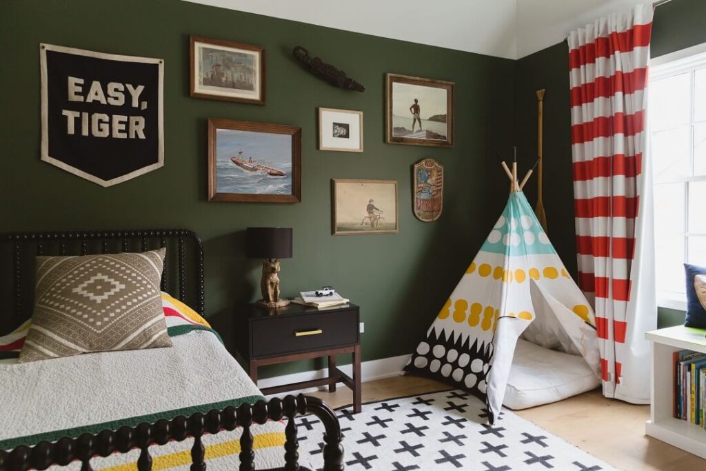 Sage Green and Black Bedroom