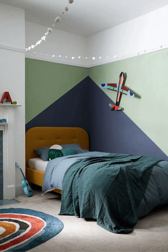Sage Green and Blue Bedroom