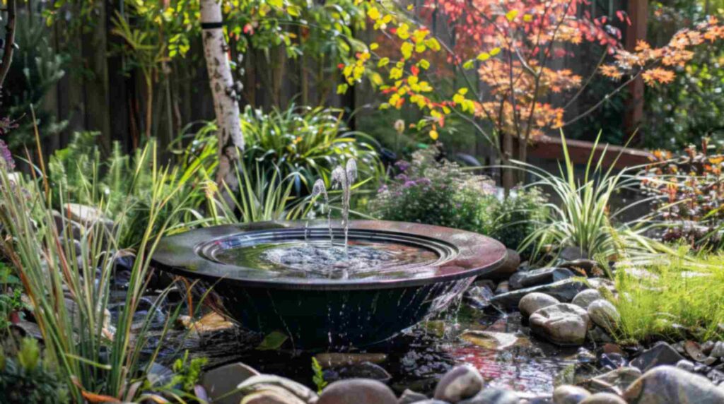 garden-with-water fountain