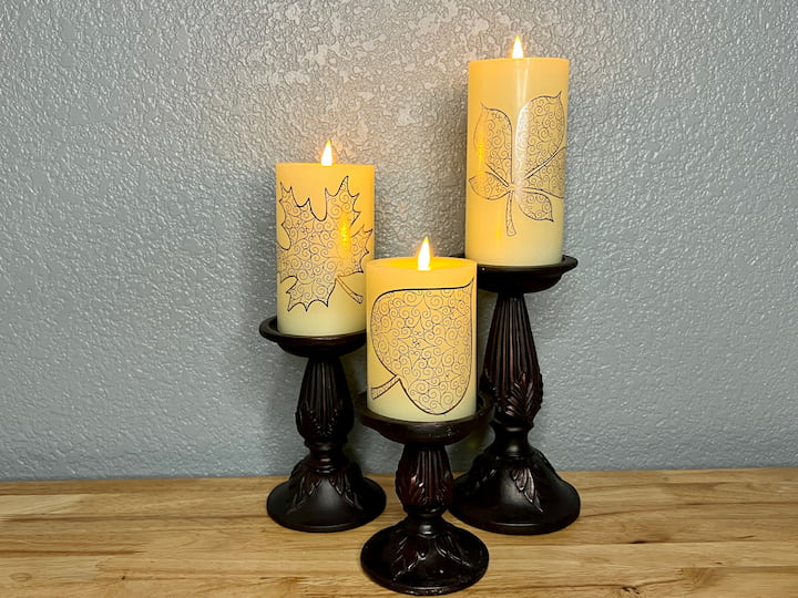 seasonal touches to candle holders