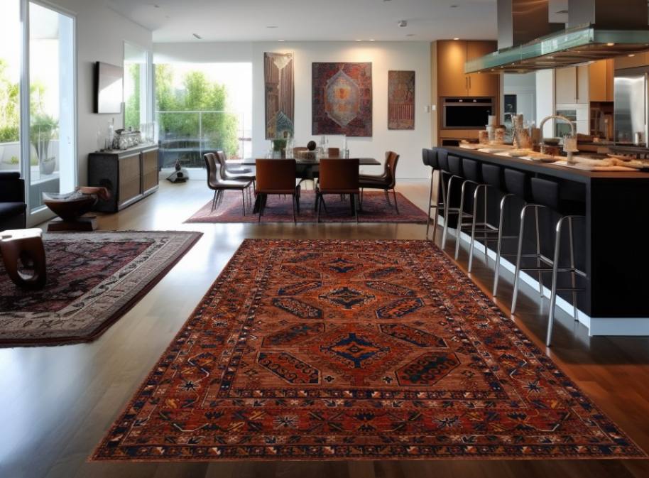 Combination of Contrasting Colors for Persian Rug Traditions with Modern Interior Design