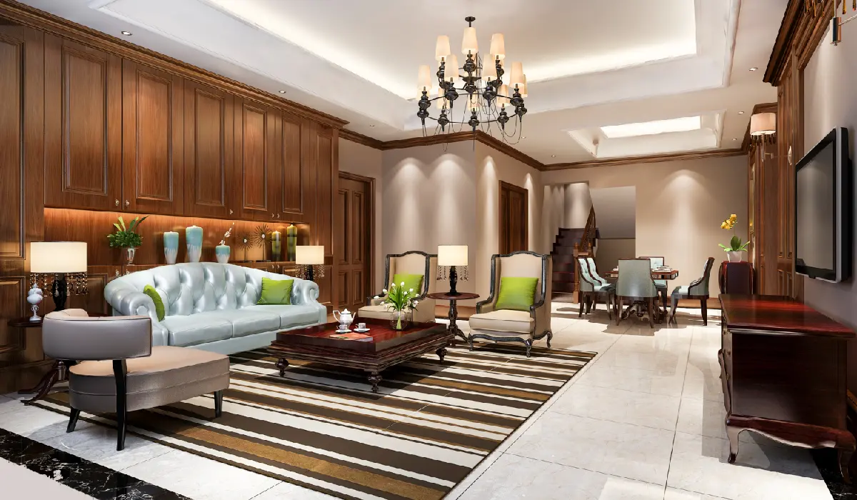 Elegant living room featuring a wooden coffee table, accent chairs, and thoughtfully placed furniture that enhances functionality and interior design.
