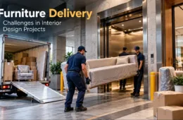 Furniture delivery through loading bays, lifts and doorways during an interior design project