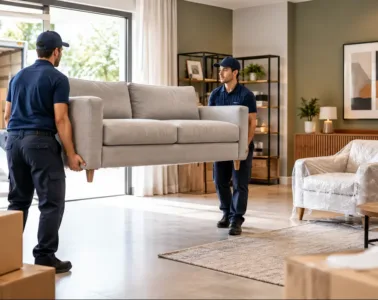 Furniture delivery through loading bays, lifts and doorways during an interior design project